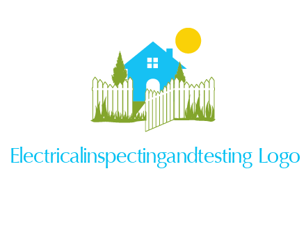 fence and house with trees sun real estate logo