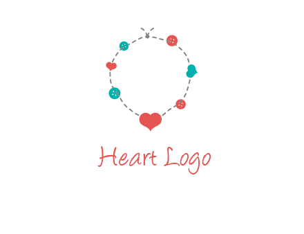 sewing circle with heart button icon