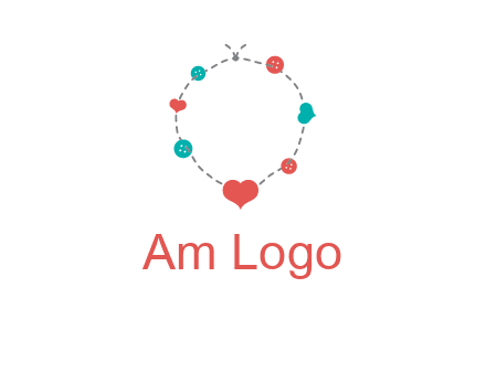 sewing circle with heart button icon