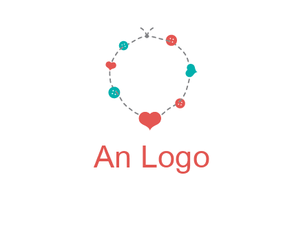 sewing circle with heart button icon