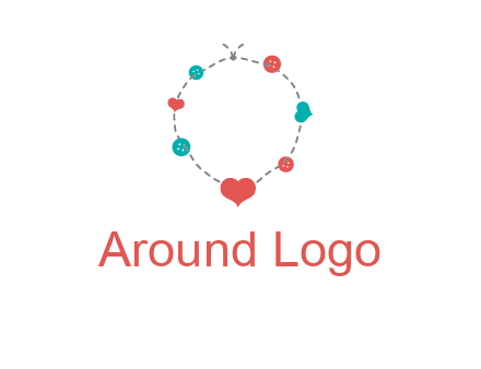 sewing circle with heart button icon