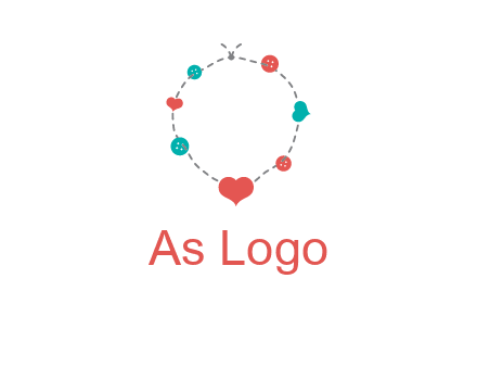 sewing circle with heart button icon