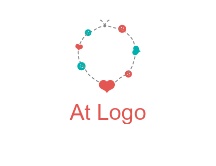 sewing circle with heart button icon