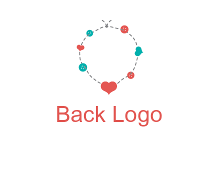 sewing circle with heart button icon