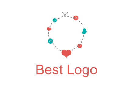 sewing circle with heart button icon
