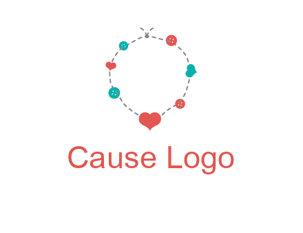 sewing circle with heart button icon