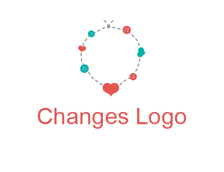 sewing circle with heart button icon
