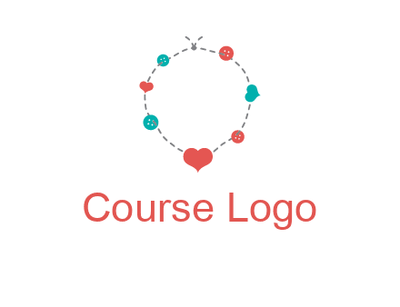 sewing circle with heart button icon