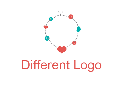sewing circle with heart button icon