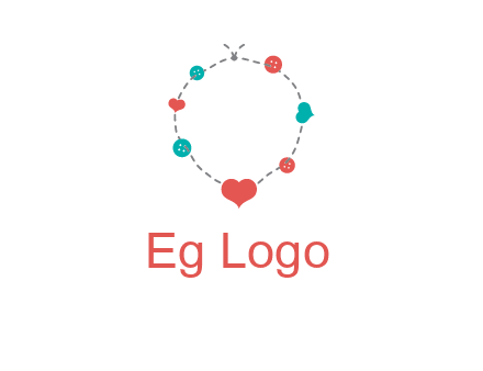 sewing circle with heart button icon