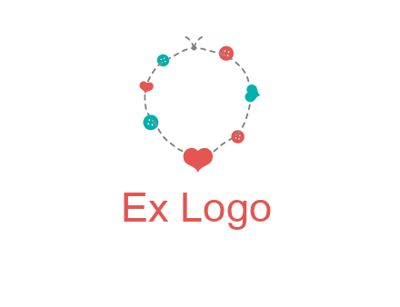 sewing circle with heart button icon