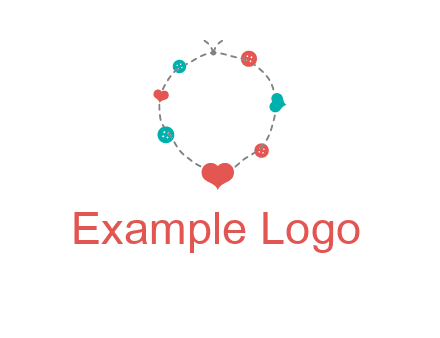 sewing circle with heart button icon