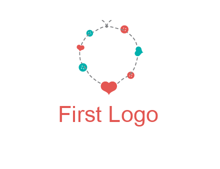 sewing circle with heart button icon
