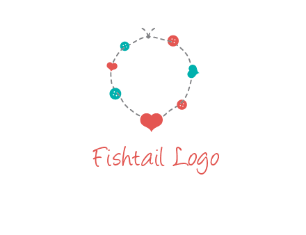 sewing circle with heart button icon
