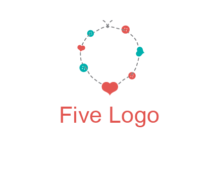 sewing circle with heart button icon