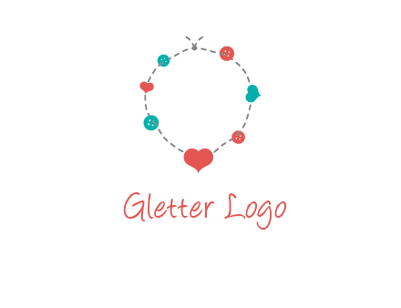 sewing circle with heart button icon