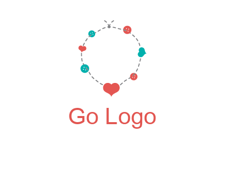 sewing circle with heart button icon