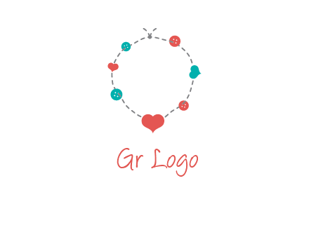 sewing circle with heart button icon
