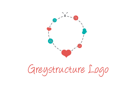 sewing circle with heart button icon