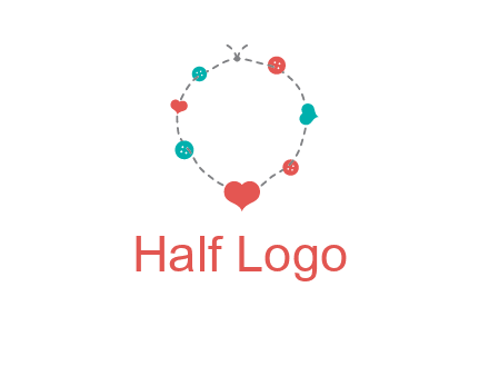 sewing circle with heart button icon