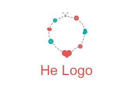 sewing circle with heart button icon