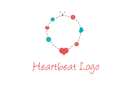 sewing circle with heart button icon