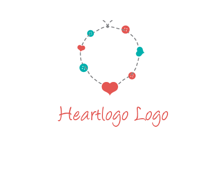 sewing circle with heart button icon