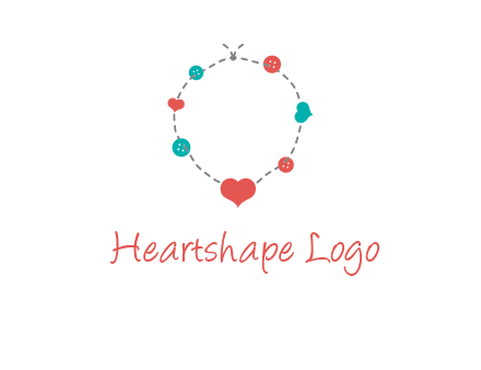sewing circle with heart button icon