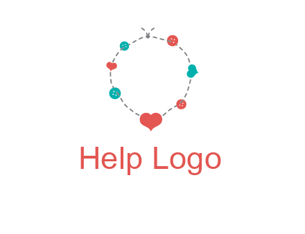 sewing circle with heart button icon