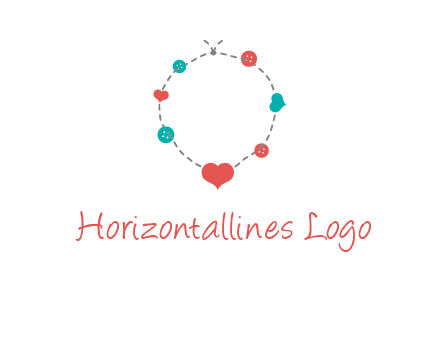 sewing circle with heart button icon