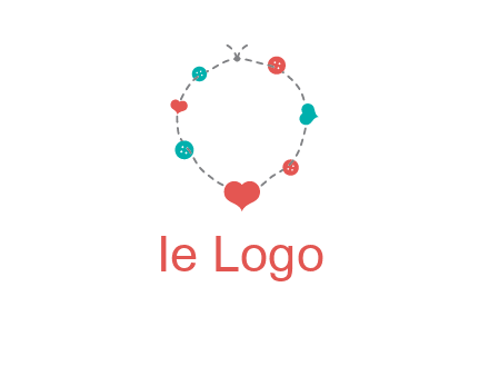 sewing circle with heart button icon