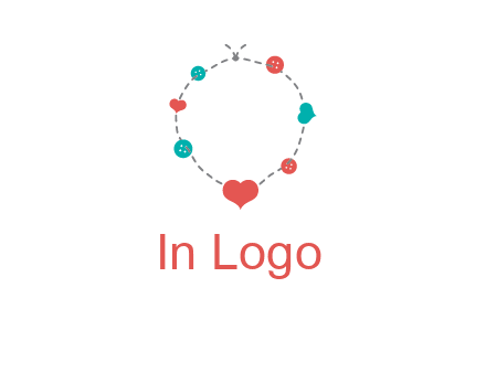sewing circle with heart button icon
