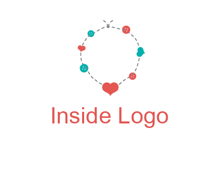 sewing circle with heart button icon