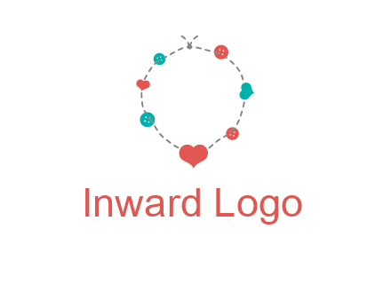 sewing circle with heart button icon