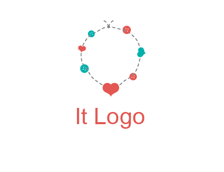 sewing circle with heart button icon