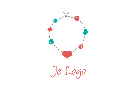 sewing circle with heart button icon