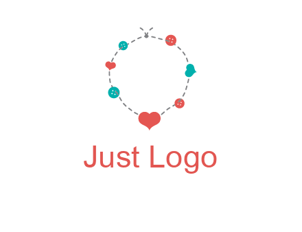 sewing circle with heart button icon