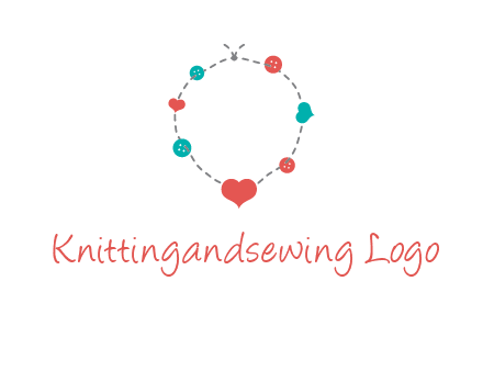 sewing circle with heart button icon