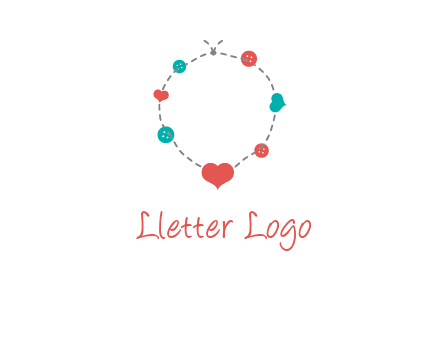 sewing circle with heart button icon