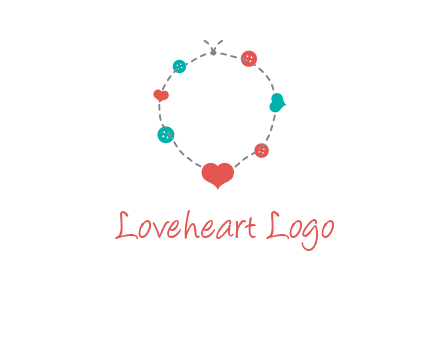 sewing circle with heart button icon