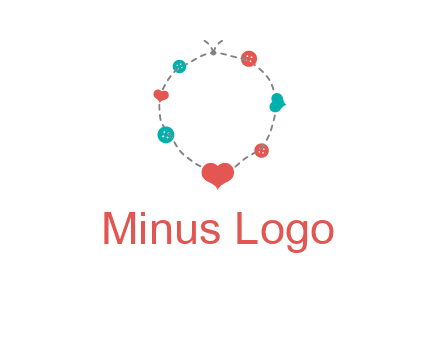 sewing circle with heart button icon