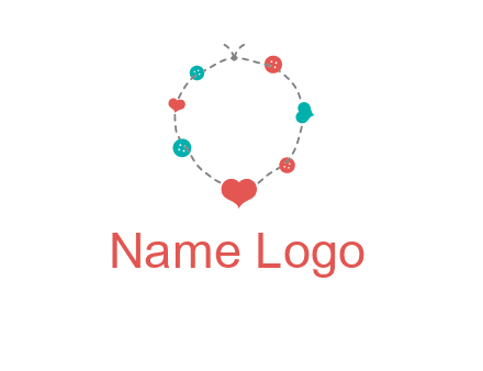 sewing circle with heart button icon