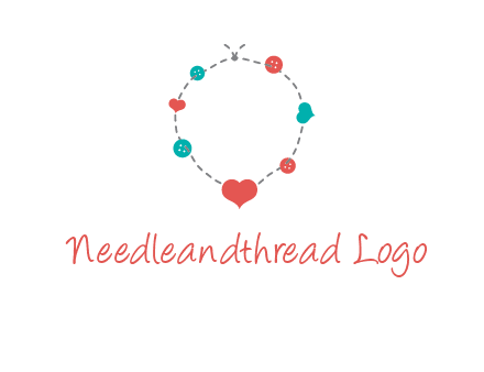 sewing circle with heart button icon