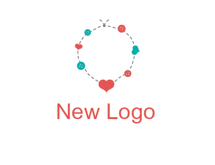 sewing circle with heart button icon