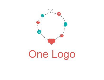 sewing circle with heart button icon