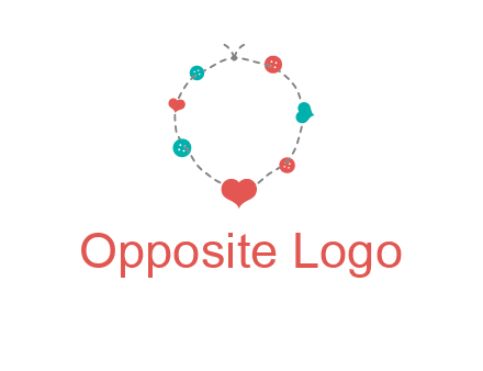 sewing circle with heart button icon