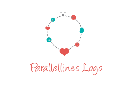 sewing circle with heart button icon