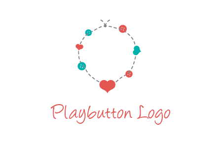 sewing circle with heart button icon