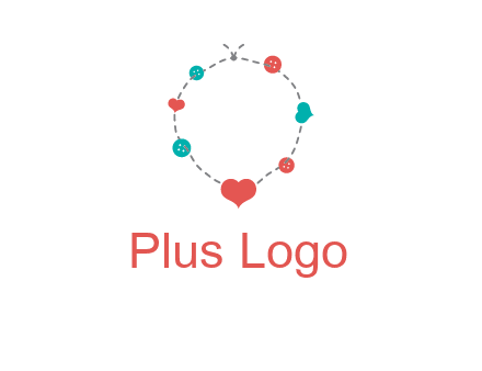 sewing circle with heart button icon