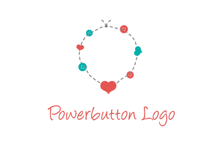sewing circle with heart button icon